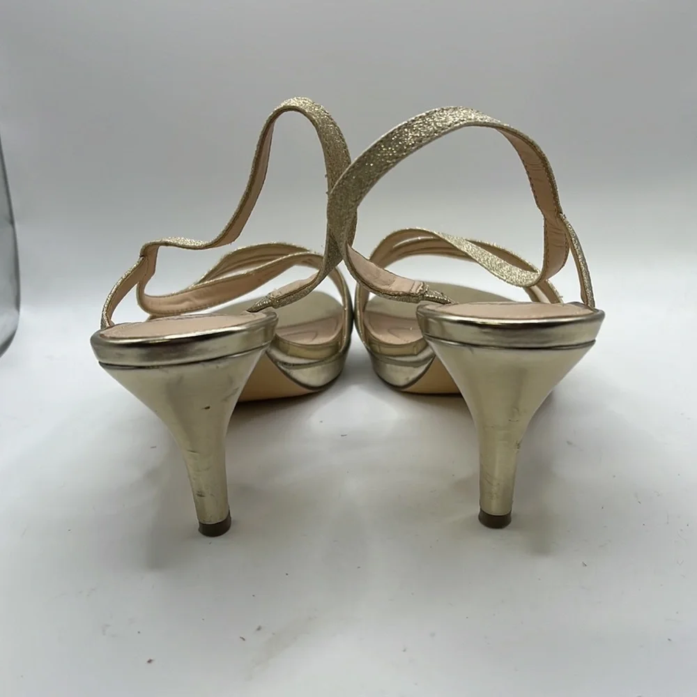 I Miller Beautiful Shoes Heels Strappy Sandals Gold Glitter Shimmer Womens 8 M